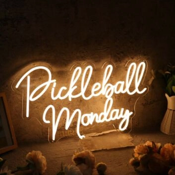 Pickleball Monday Yellow Neon Sign