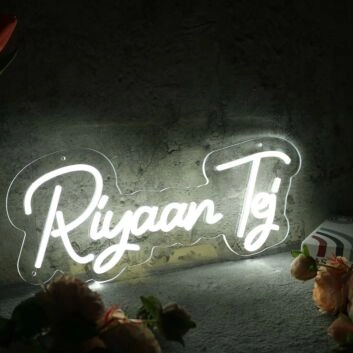 Riyaan Tej White Neon Sign