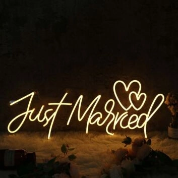 Just Married Yellow Neon Sign