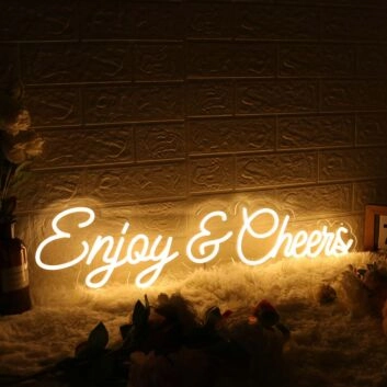 Enjoy And Cheers Yellow Custom LED Neon Sign