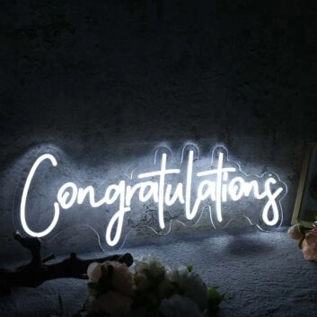 Congratulations White Neon Sign