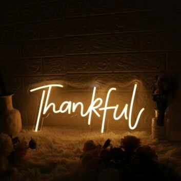 Thankful Yellow Neon Sign