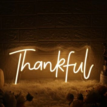 Thankful Yellow Neon Sign