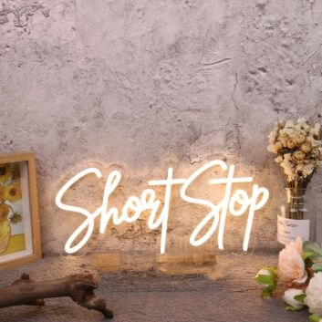 Short Stop Yellow Neon Sign