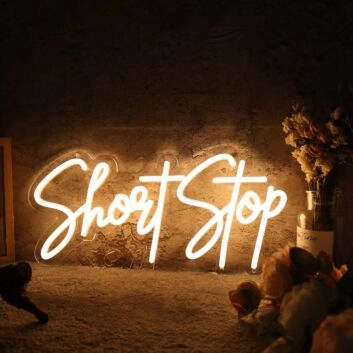 Short Stop Yellow Neon Sign