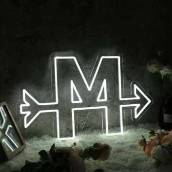 Letter M With Arrow Neon Sign