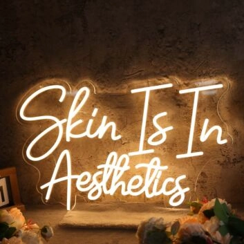 Skin Is In Aesthetics Yellow Neon Sign
