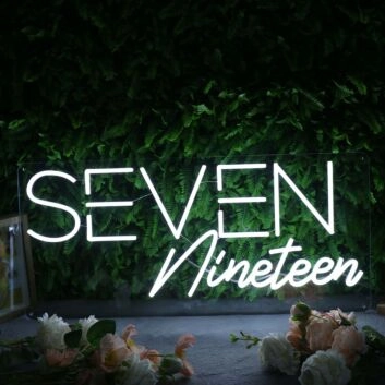 Seven Nineteen White Neon Sign