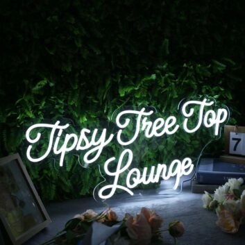 Tipsy Tree Top Lounge White Neon Sign