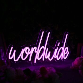 Worldwide Purple Neon Sign