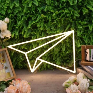 Paper Plane Yellow Neon Sign