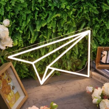 Paper Plane Yellow Neon Sign