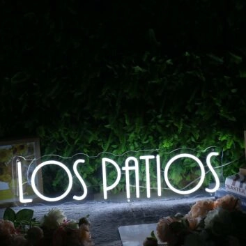Los Patios White Neon Sign