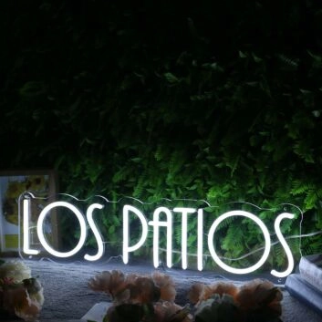 Los Patios White Neon Sign