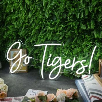Go Tigers White Neon Sign