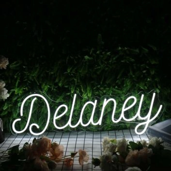 Delaney White Neon Sign