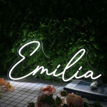 Emilia Name White Neon Sign