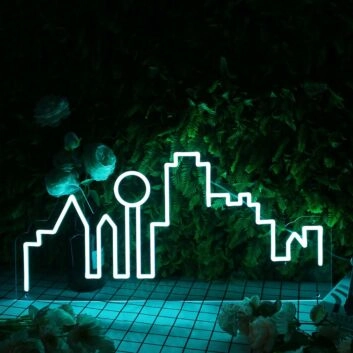 City Skyline Blue Neon Sign