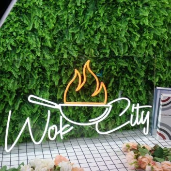 Wok City White Custom Neon Sign