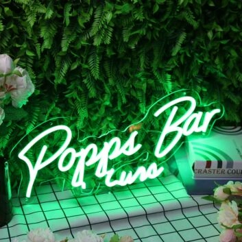 Popps Bar Green Neon Sign