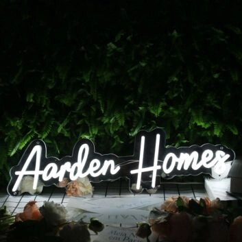 Aarden Homes White Neon Sign