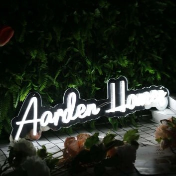 Aarden Homes White Neon Sign