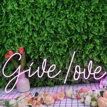 Give Love Purple Neon Sign