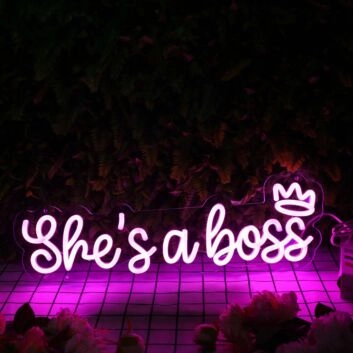 She&#039;s A Boss Purple Neon Sign