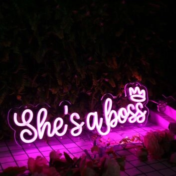 She's A Boss Purple Neon Sign