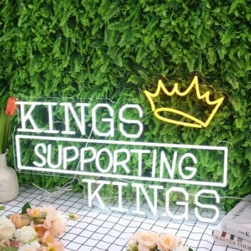 Kings Supporting Kings White Neon Sign