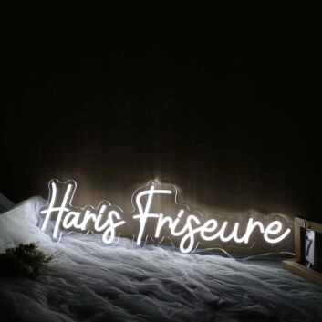 Haris Friseure White Neon Sign