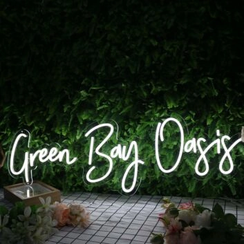 Green Bay Oasis White Neon Sign
