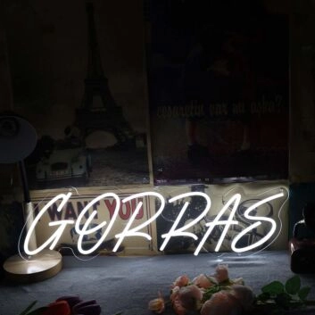 Gorras White Neon Sign