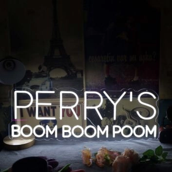 Perry&#039;s Boom Boom Boom White Neon Sign