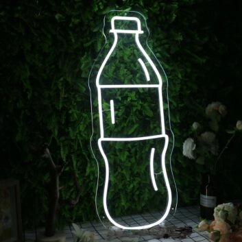 A Bottle Of Beverage White Neon Sign
