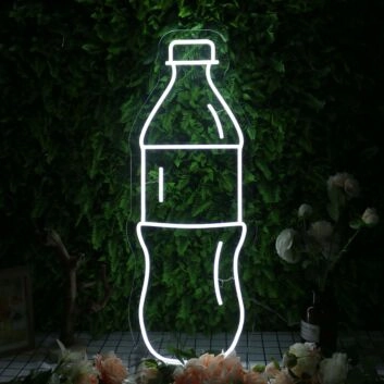 A Bottle Of Beverage White Neon Sign