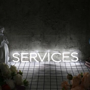 Services White Neon Sign