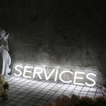 Services White Neon Sign