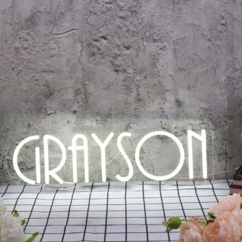 Grayson White Neon Sign