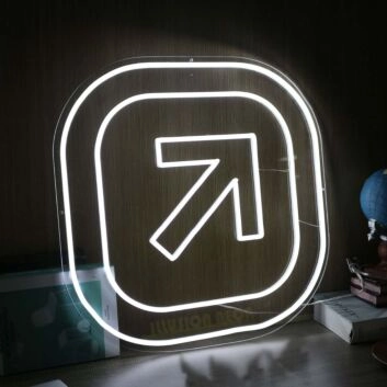 Arrow Button White Neon Sign