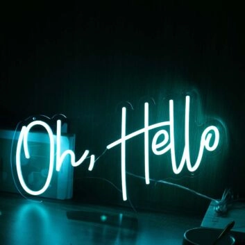 Oh Hello Blue Neon Sign