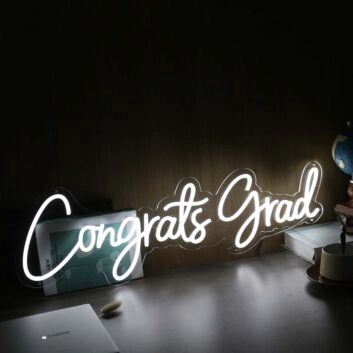 Congrats Grad White Neon Sign