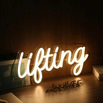 Lifting Yellow Neon Sign