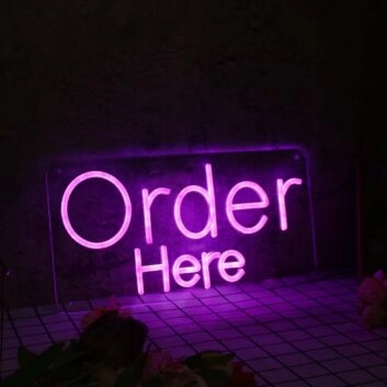 Order Here Purple Neon Sign