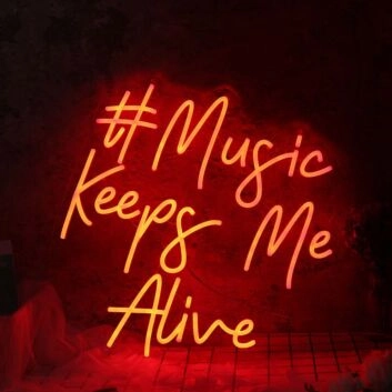 Music Keeps Me Alive Red Neon Sign