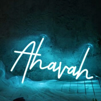 Ahavah Blue Neon Sign