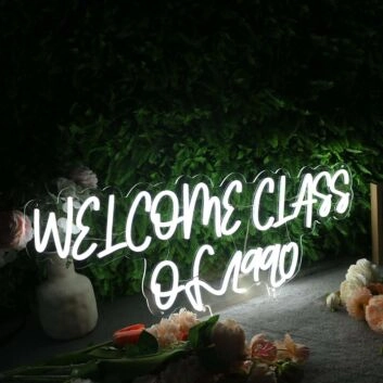 Welcome Class Of 1990 White White Neon Sign