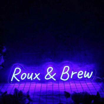 Roux And Brew Blue Neon Sign