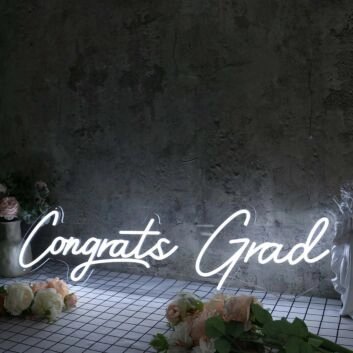 Congrats Grad White Neon Sign