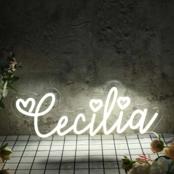 Cecilia White Neon Sign